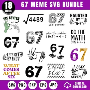 Six Seven 6 7 Meme Funny Hands SVG Bundle, 6 7 Meme Funny Skeleton Svg, Viral Meme Humor, 67 Trend, Funny Social Media, Cricut cut File,