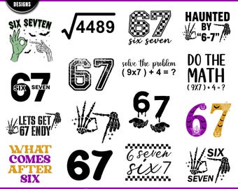 Sechs Sieben 6 7 Meme lustige Hände SVG Bundle, 6 7 Meme lustiges Skelett SVG, Viral Meme Humor, 67 Trend, lustige Social Media, Cricut geschnitten Datei,