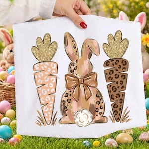 Happy Easter Bunny png, Retro Leopard Coquette bow png, Bunny Ears PNG, Trendy Easter-Day Sunday Spring design, Instant Download