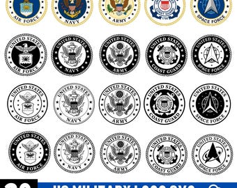 アメリカ軍のロゴ：陸軍、海軍、空軍、海兵隊、沿岸警備隊（PNG、SVG
