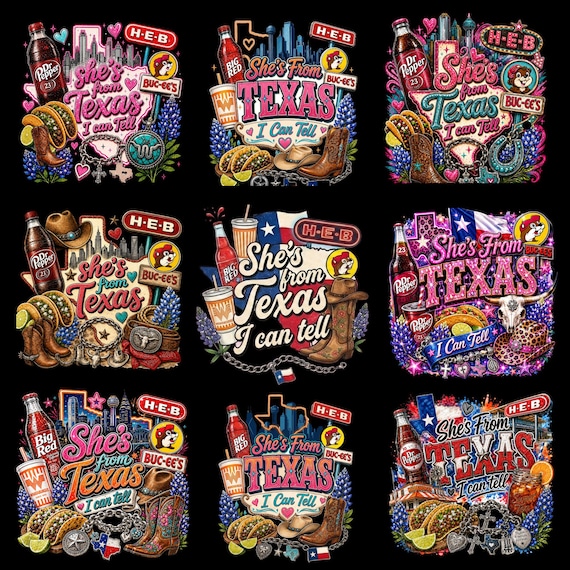 She's From Texas I Can Tell PNG, Texas Cowgirl Western Sublimation, Big Red Pink Western Shirt, Texas Girl Preppy Boutique Digital Download