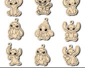 Cute Stitch Keychain SVG Laser Cut File,Stitch Character Laser cut,Cute Tag for Gift Car Charm,Gift for Her,Digital Download,Glowforge Files