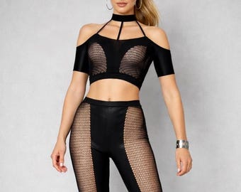 2 Piece Choker Legging & Crop Top Set