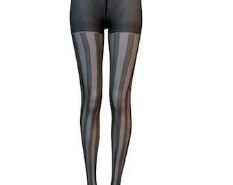 Black Sheer Vertical Stripe Tights | Fashion Tights