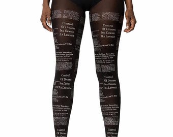 Black 70 Denier Opaque Newsprint Typography Tights | Black Pantyhose