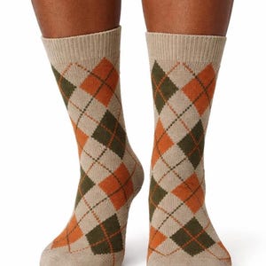 Argyle Pattern Ankle Socks | Cotton Socks | Women's