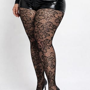Plus Size Black Floral Fishnet Tights | Bold Pantyhose