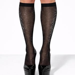 Mesh Lurex Knee-High Socks – Sheer Shimmer Statement Hosiery | Stretch Socks UK 4-7