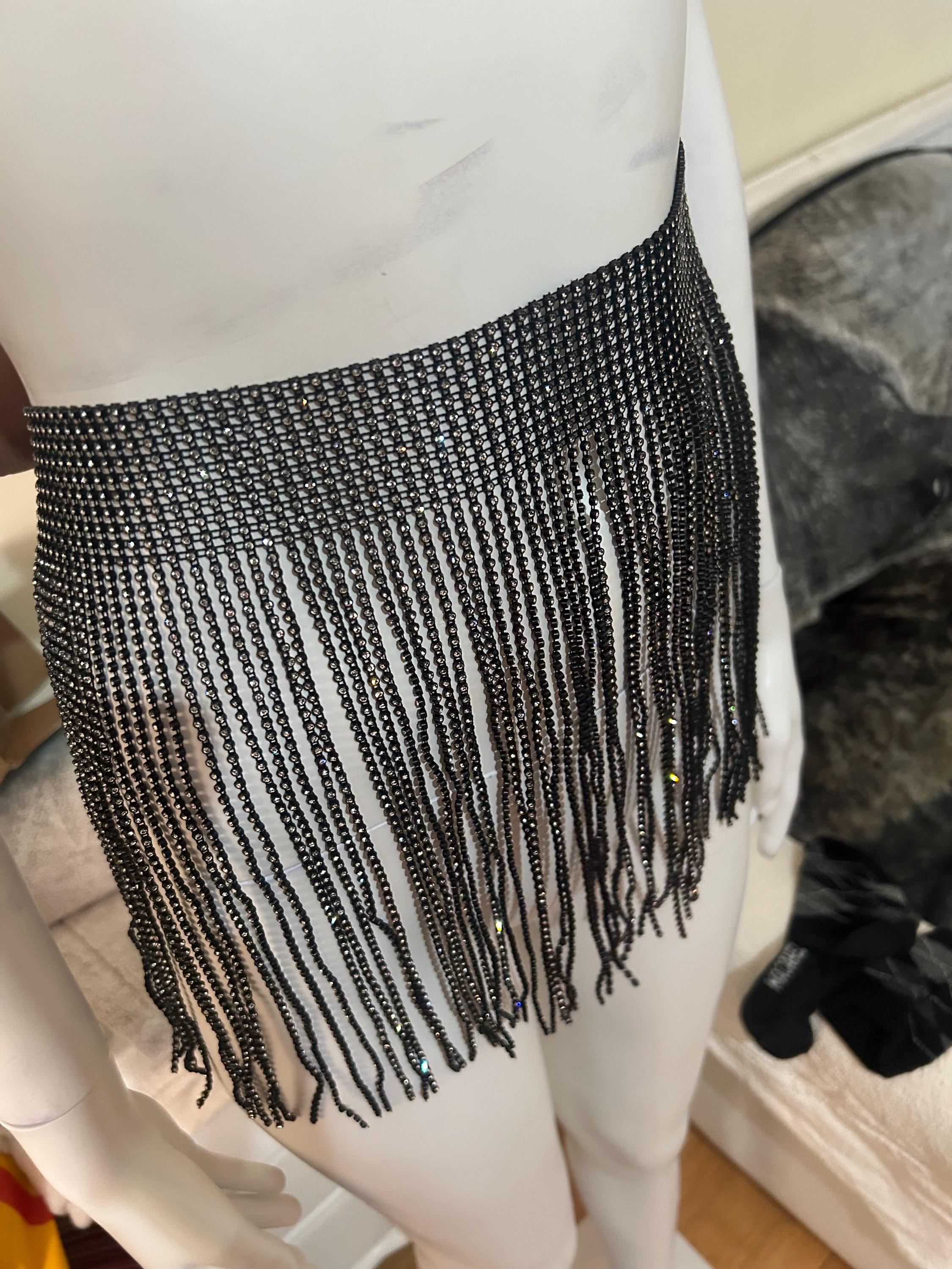Rhinestone Fringe Belt - Etsy UK