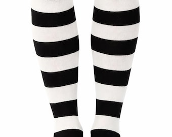 Striped Five Toe Knee High Socks: Unisex Cotton Blend Fun Socks