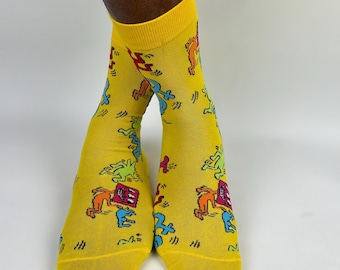 Men's/Women's Funky Dancing Figures Print Crew Socks | Unisex Socks