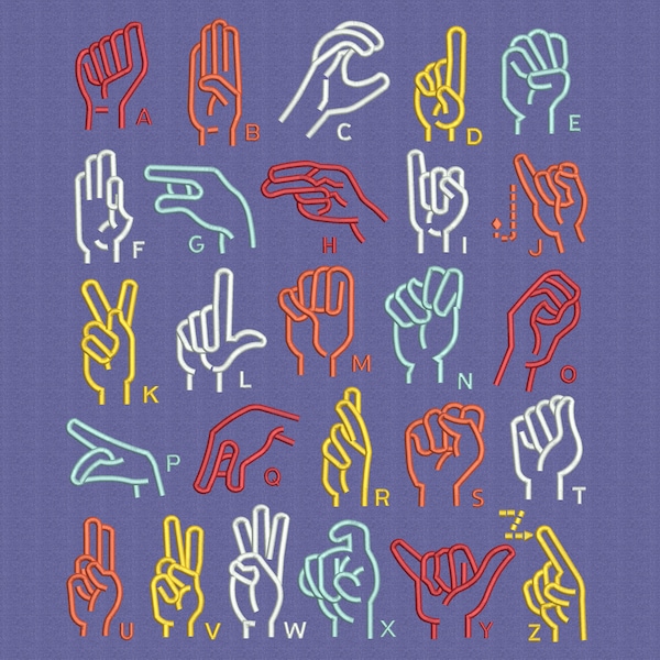 Sign Language Machine Embroidery Designs Asl File - Etsy