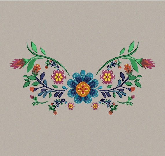 Colorful Folk Flower Embroidery Pattern (PES, DST, JEF)