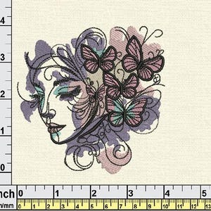 Woman Face Butterfly Embroidery Design | 4x4 Hoop | PES DST JEF ...