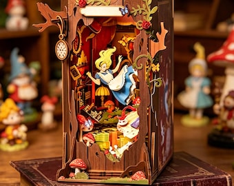 Sujetalibros desplegables encantadores, libro de rompecabezas DIY con la niña del paraíso aislado, regalo hecho a mano para amantes de los libros, decoración única para el hogar.