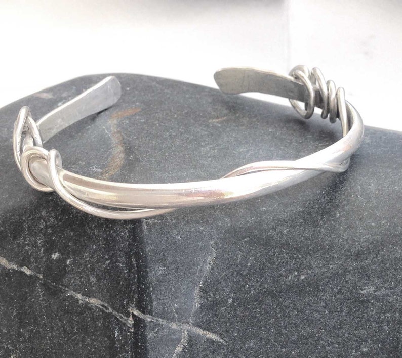 Unisex Bracelet Metalsmith Gift for Her Silver Thin Cuff Hand Wrought Heavy Oval Sterling Silver Cuff Hand Made Forged Hammered