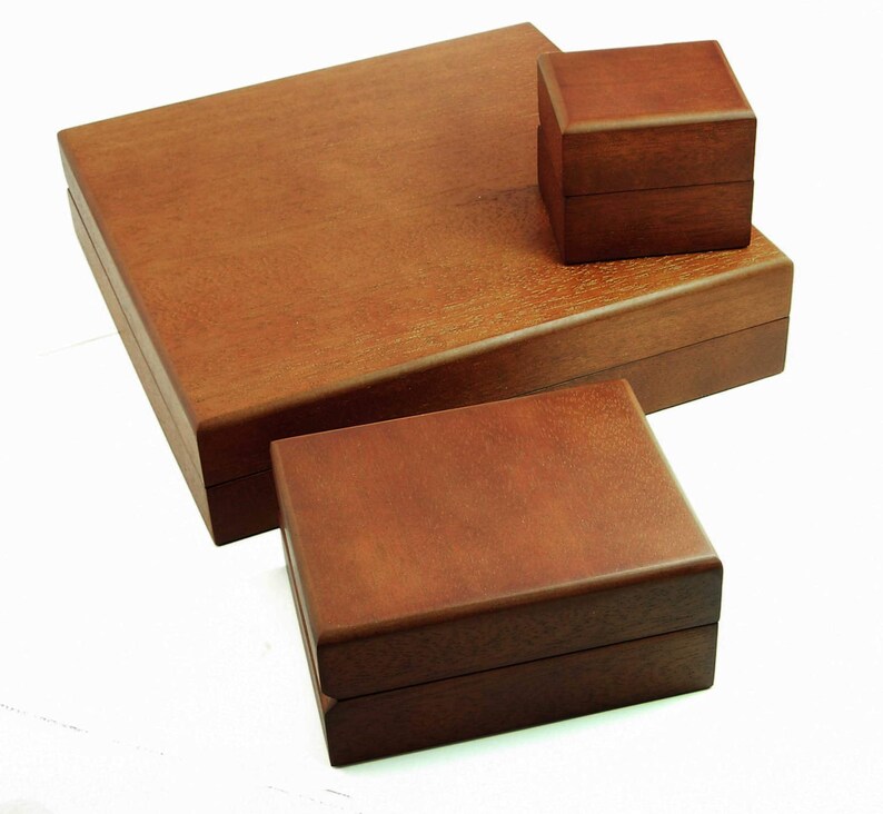 Jewelry Case Earrings or Pendant Box No Logo Gift for Him Wood Jewelry Box New Unused Wedding Box Unused Stained Hardwood Cuff Links