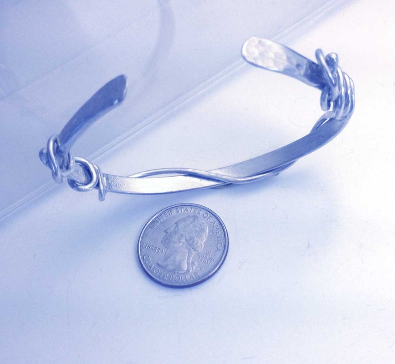 Unisex Bracelet Metalsmith Gift for Her Silver Thin Cuff Hand Wrought Heavy Oval Sterling Silver Cuff Hand Made Forged Hammered