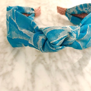 Blue Floral Silk Knot Headband