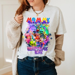 Camisetas de aniversário para a família Super Mario Galaxy, conjunto de roupas de festa personalizadas com nome. imagem 13