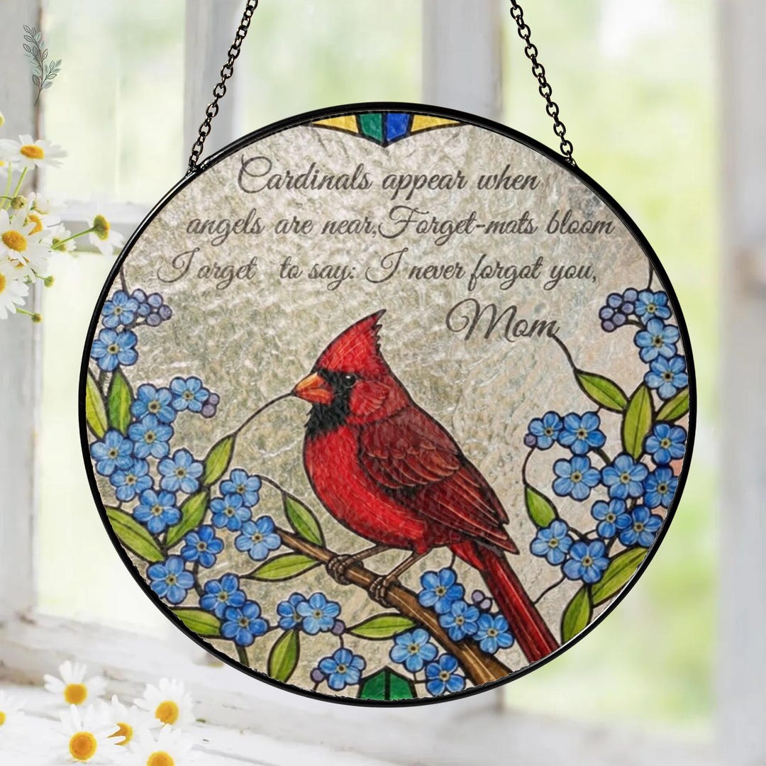 Personalized Memorial Cardinal Suncatcher, Remembrance Gift Decor ...