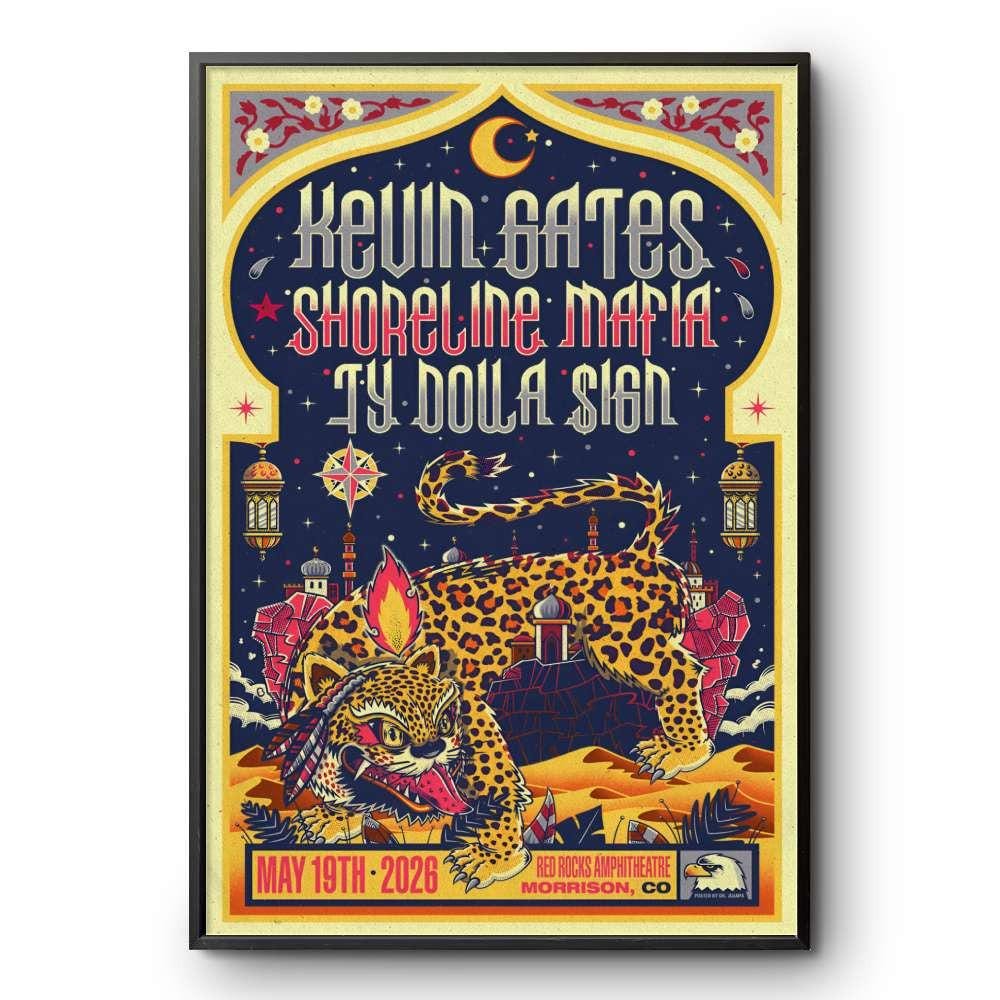 Discover KG Shoreline Mafia & Ty Dolla Sign Red Rocks 2026 Concert Poster