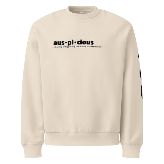 word and definition Oversized heavyweight sweatshirt auspicious