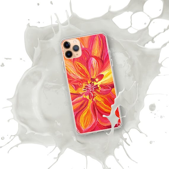 Clear Case for iPhone® chrysanthemum oil painting in pink and yellow