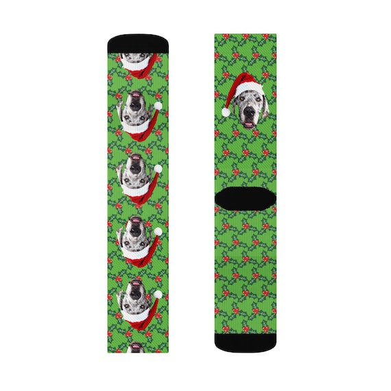 Great-Dane wearing Santa Hat Holiday Crew socks