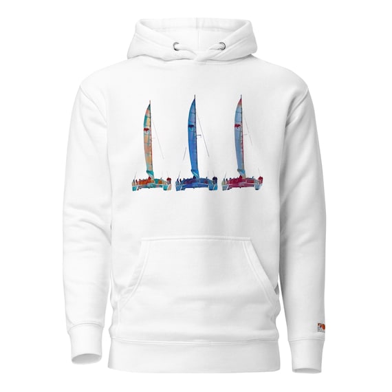 Unisex Hoodie printed with three sailboats