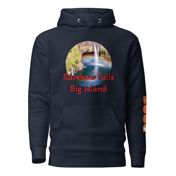 Rainbow Falls Big Island Unisex Hoodie Doog Walker Brand Logo