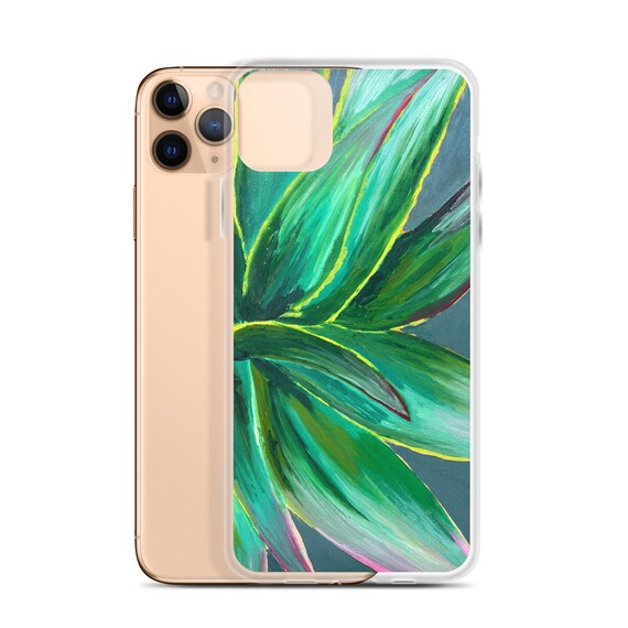 Clear Case for iPhone® Green Aloe Succulent oil painting