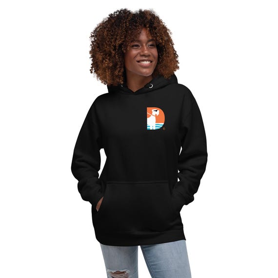 Unisex Hoodie with Doog Walker Brand Logo Giant schnauzer in sunglasses with orange lettering