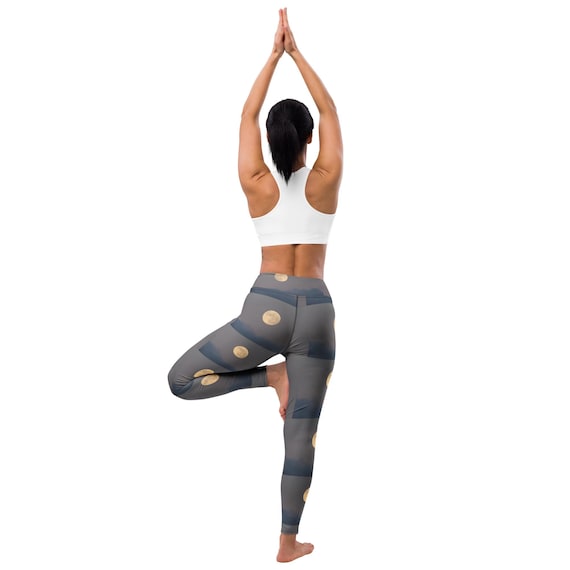 Yoga Leggings printed with photograph of a full moon rising over the Bay Area