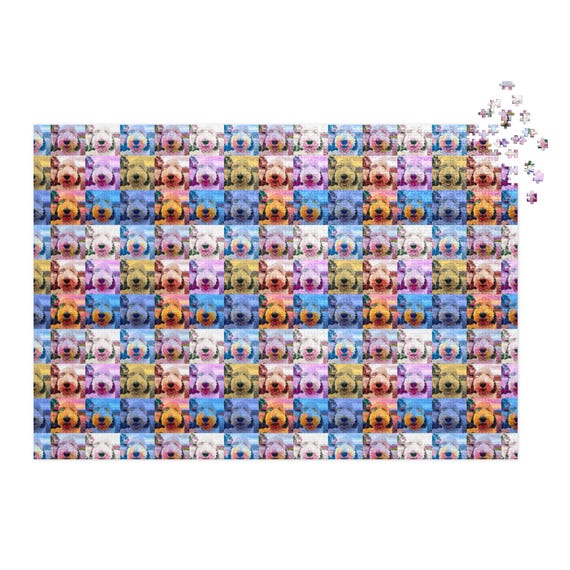 Sheepdog Jigsaw puzzle with tin Andy Warhol Style