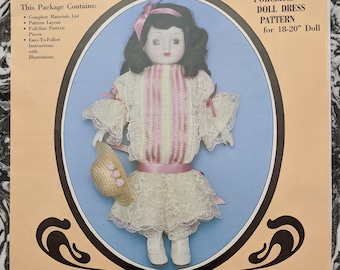 Victorian Style Doll Clothes Pattern - Western Trimming 12013 - Sized for 18" - 20" porcelain doll