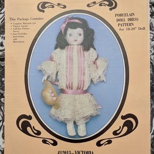 Viktorianischen Stil Puppe Kleidung Muster - westlichen Trimmen 12013 - Größe für 18&quot; - 20&quot; Porzellanpuppe