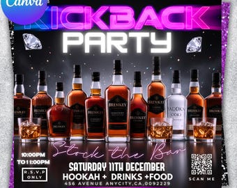 Kickback Party Flyer, Editable Kickback Club Flyer, Club DJ Party Invite, Event Flyer, Social Media Flyer, Canva Template, Instant Download
