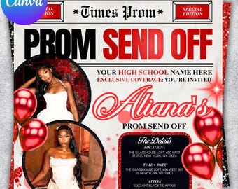 Prom Send Off Flyer, DIY Prom Flyer, Prom Canva Template, Prom Send Off, Prom Send Off Event, Editable, DIY Canva, Instant Download