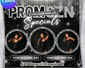 Prom Booking Flyer, Prom Szn Special Flyer, Prom Season Special Deal Flyer, Homecoming Flyer, MUA Lashes Nails Hair Braids wig Flyer, canva