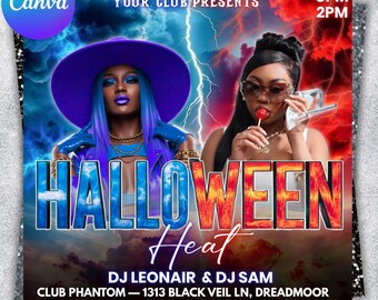Editable Halloween Night Party Flyer Canva, Spooky Club Event Canva ...