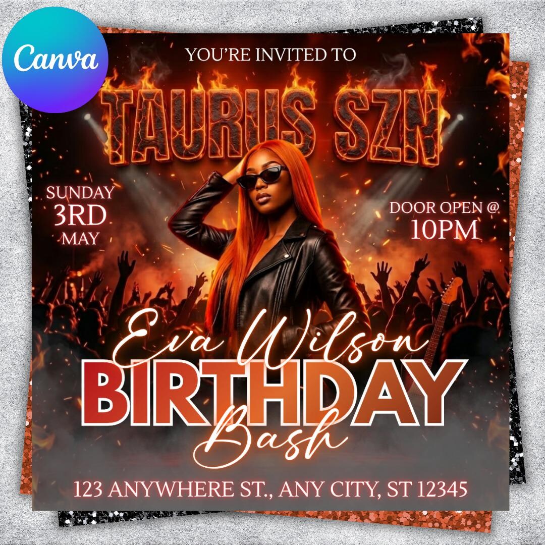 Taurus Season Party Flyer, Birthday Szn Flyer, Taurus Invitation Flyer ...