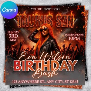 Taurus Season Party Flyer, Birthday Szn Flyer, Taurus Invitation Flyer, Taurus Birthday Event, Social Media Flyer, Premade Flyer Template