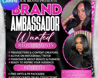 Brand Ambassador Flyer: Beauty, Hair, Makeup, Lash, Nail Salon (Instant Download)