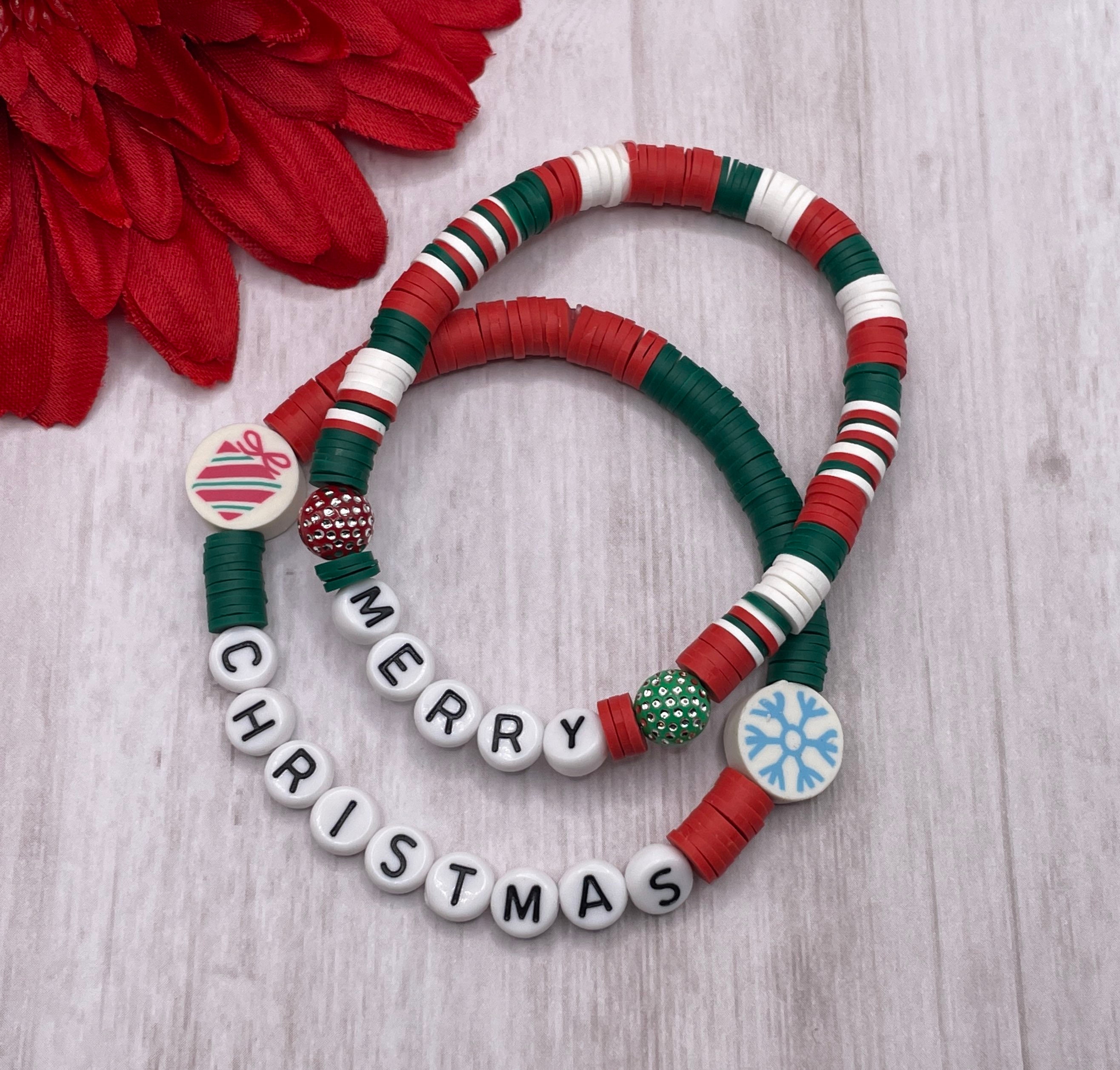Merry Christmas Bracelets Heishi Beaded Bracelets Clay Beads