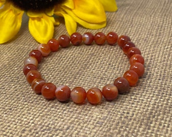 dark carnelian bracelet, gemstone bracelet, stretch bracelet, 8mm beads, handmade, new