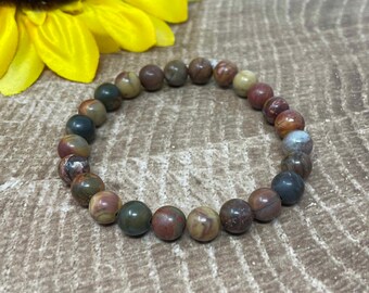 Handmade Picasso Jasper Bracelet, 8mm Gemstone Beads