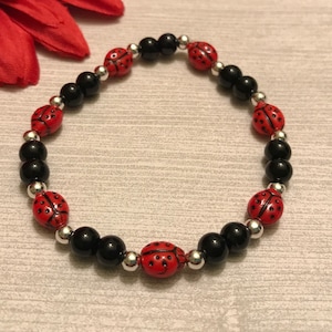 Sterling Silver Ladybug Charm Bead - Red Black Green Glass Bead For European Bracelets & Necklaces - View #9