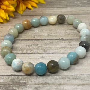 amazonite bracelet, gemstone bracelet, stretch bracelet, 8mm beads, handmade, new image 1