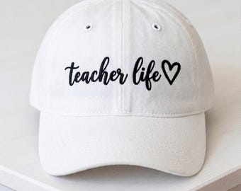 Teacher Life Embroidered Hat, Cute Educator Cap, School Staff Gift, Teacher Appreciation, Classroom Wear, Back to School, Library Cap